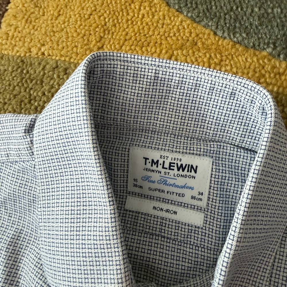 T.M.Lewin Men’s Button Down Dress Shirt Set of four Neck 15 Sleeve Length 34 - Picture 4 of 8